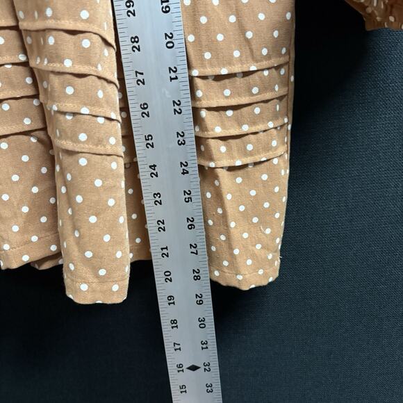 Entro Polka Dot Mini Dress Women’s M Boho V-Neck Tie Back Peasant 3/4 Sleeve - Picture 7 of 9